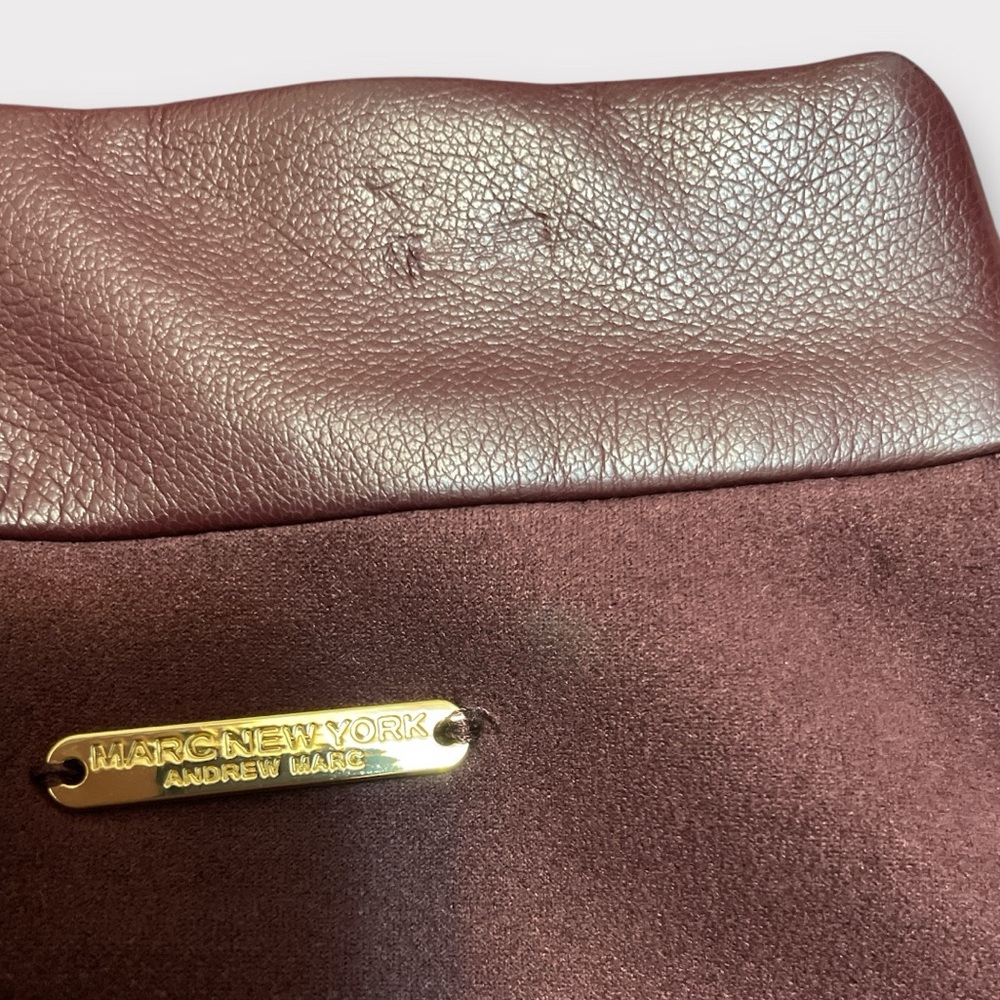 Marc New York Burgundy Faux Leather and Suede Skirt - Picture 4 of 6